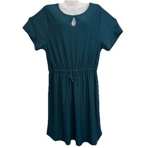 Emerald Green Dress Sheila Rose Size XL Waist Adjustable | Key Hole Front Comfy